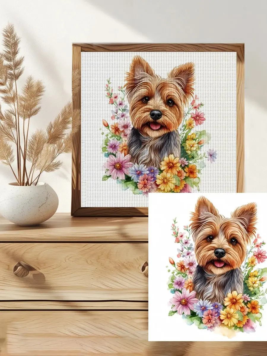1 Stück 30x30 cm/11,8 Zoll Hund Motiv Kreuzstich-Set DIY-Kit 11CT/14CT DIY Stickerei-Set Kreuzstich-Zubehör – Detail 1