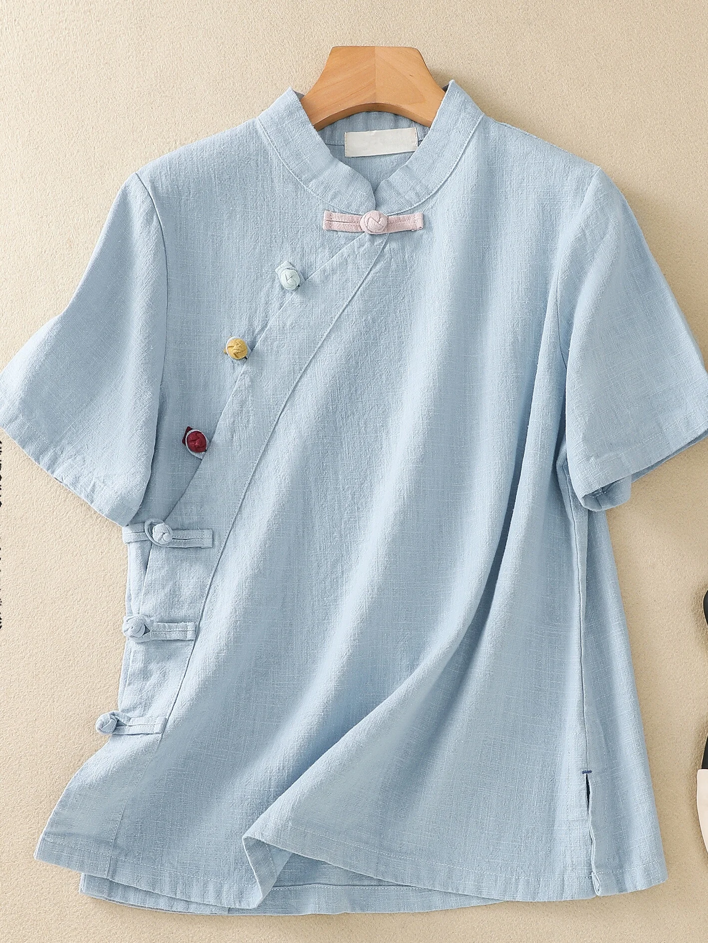 

Женская летняя новая хлопково-льняная блузка в стиле ретро в японском стиле Sle ort Sve на пуговицах, модная блузка прямого кроя