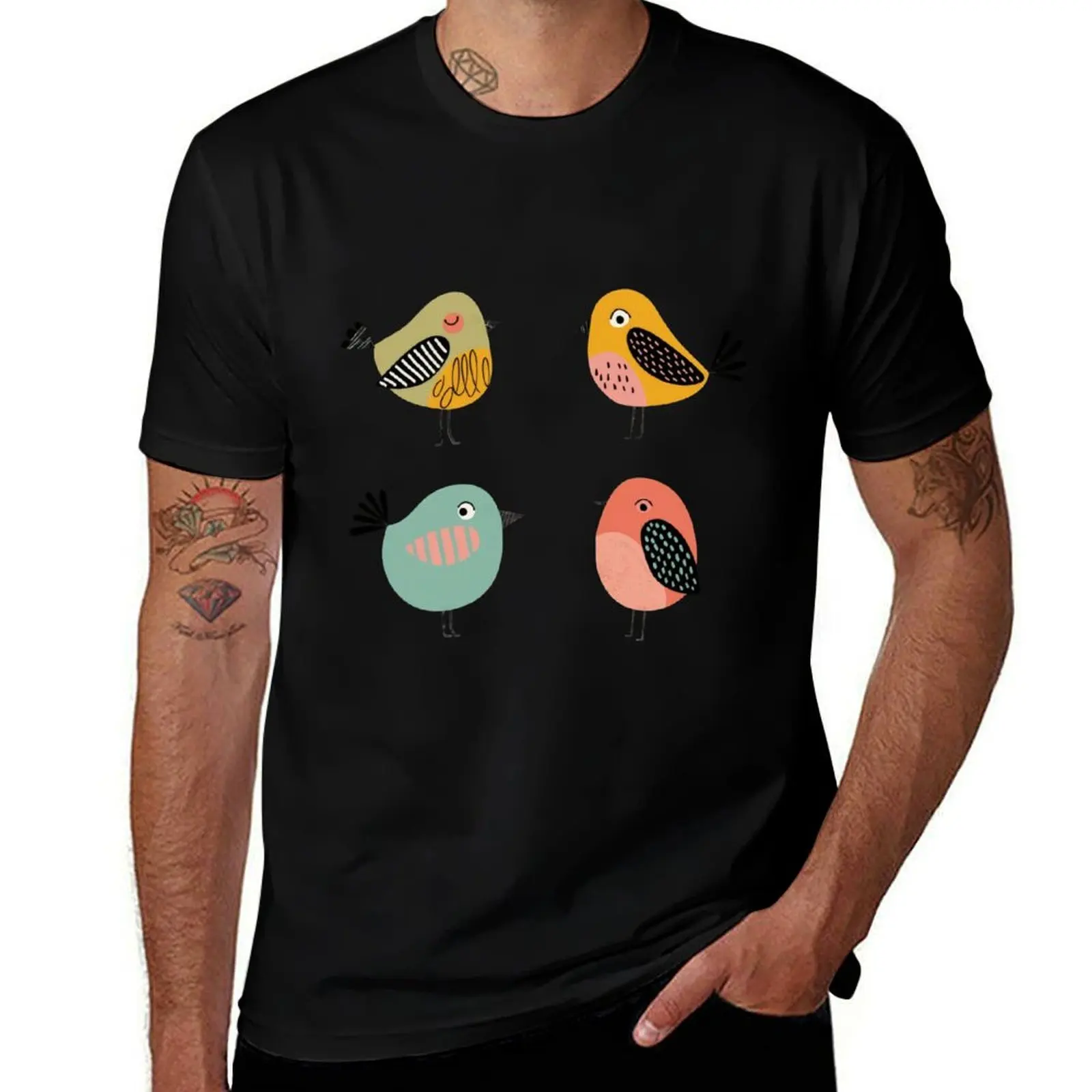 

Cute Cartoony Bird Illustrations T-Shirt Personalized t-shirt cotton man t-shirts vintage mens graphic t-shirts hip hop