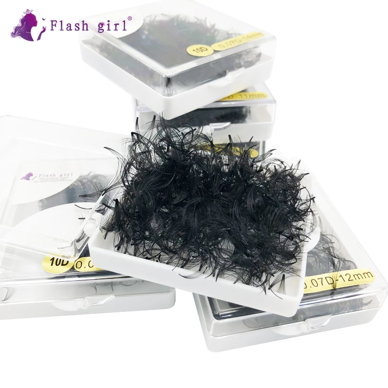 فلاش فتاة ماكياج المشجعين مسبقة الصنع 10D 0.07 D روسيا رموش تكثيف حزمة كبيرة من 1000 العلامة الخاصة قصيرة الجذعية