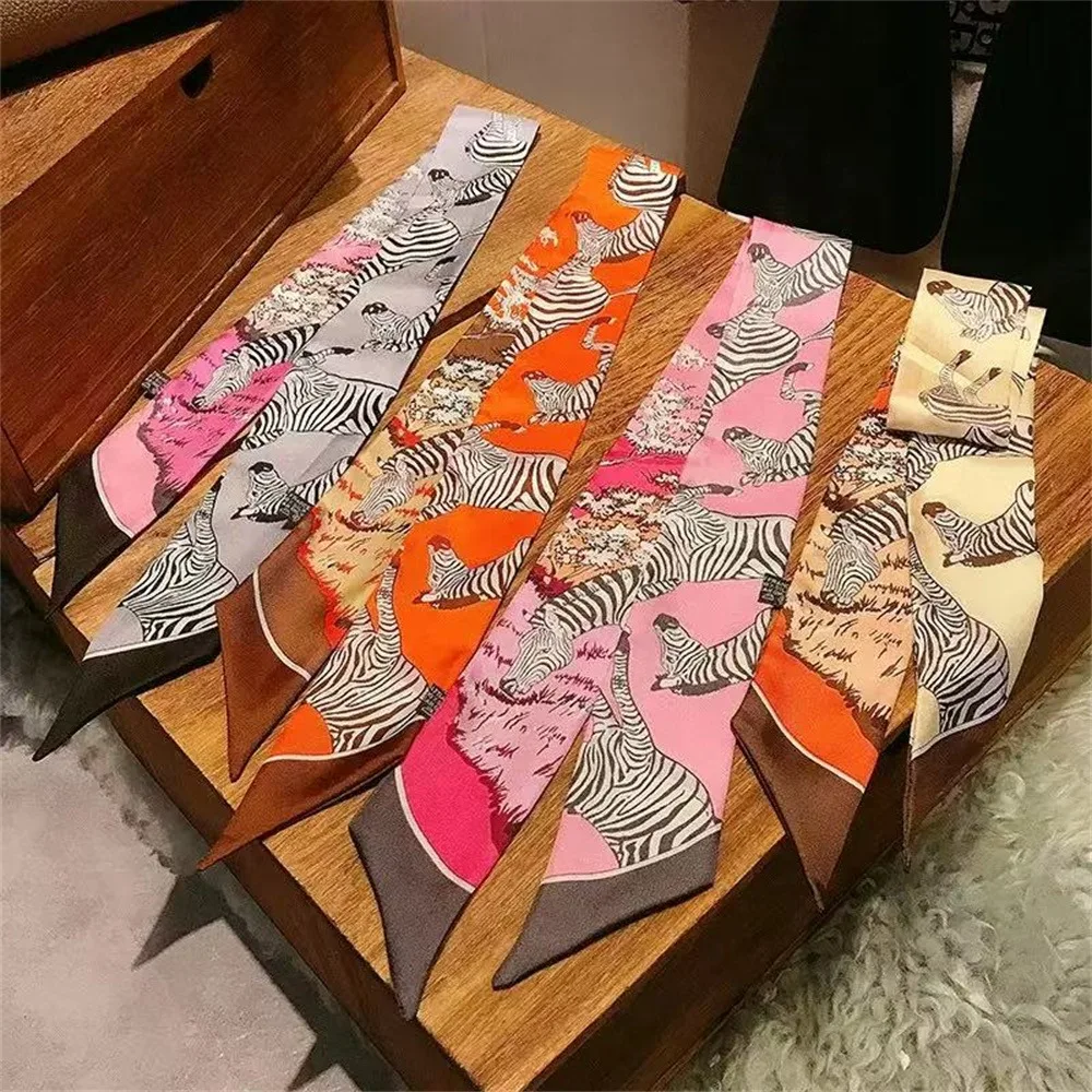 Korean Versatile Chain Tassel High Quality Mulberry Silk Twill Silk Ribbon Wrapping and Binding Bag Handle Ribbon Small Scarf