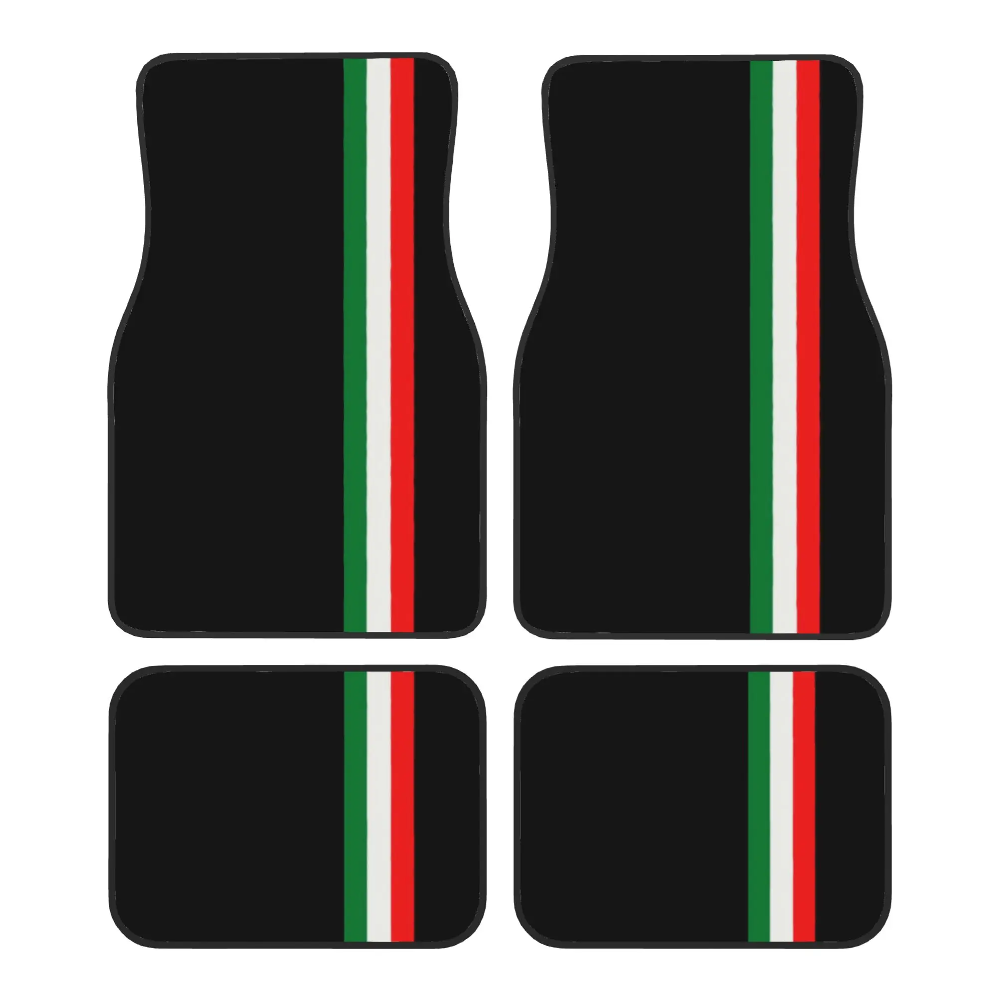 Italy Flag 4PCS Crystal Velvet Car Floor Mats Set Universal Front Rear Foot Mats Italian Pride Car Interior Floor Protection Mat