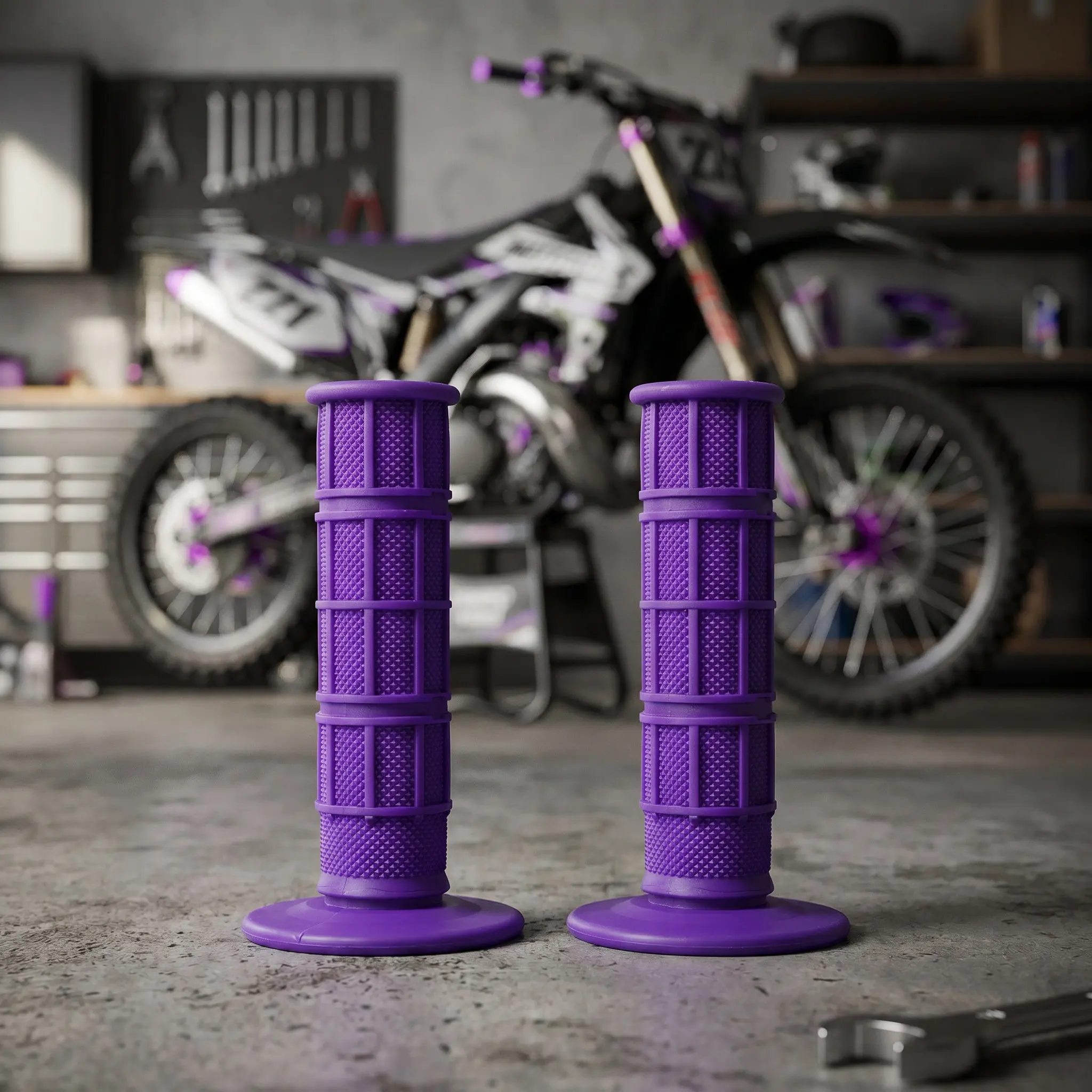 2 pcs Grips Motorcycle Handlebar Bike Halloween Christmas New Year Dirt Bike Throttle Grips Handlebar Grip Set Purple