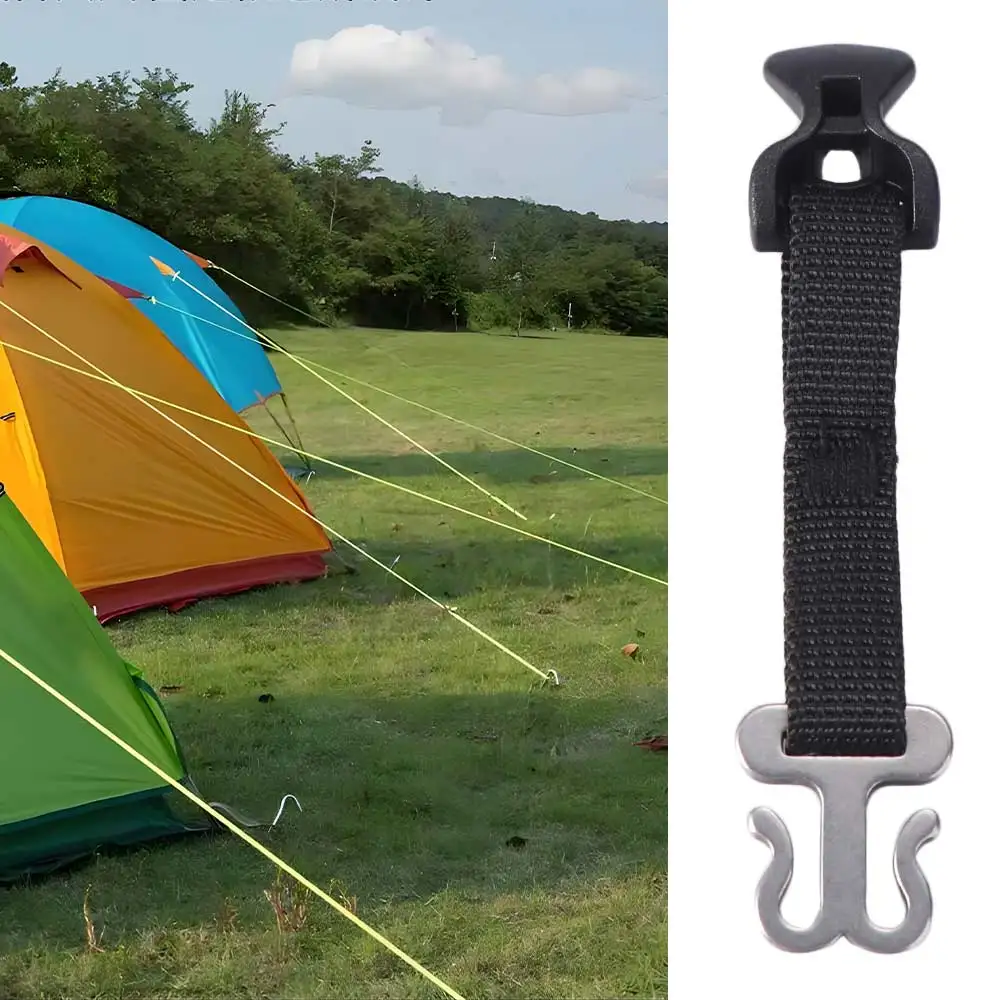 Double-door Tent Rope Tensioner Awning Hooks Stainless Steel Camping Tent Buckle Wind Rope Adjustable Tent Rope Holder