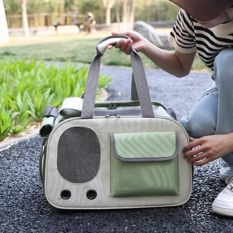 Cross-border Solid Color Portable Breathable Pet Bag Shoulder Winter Cat Bag Portable Carrier Cat Bag for Dogs and Cats