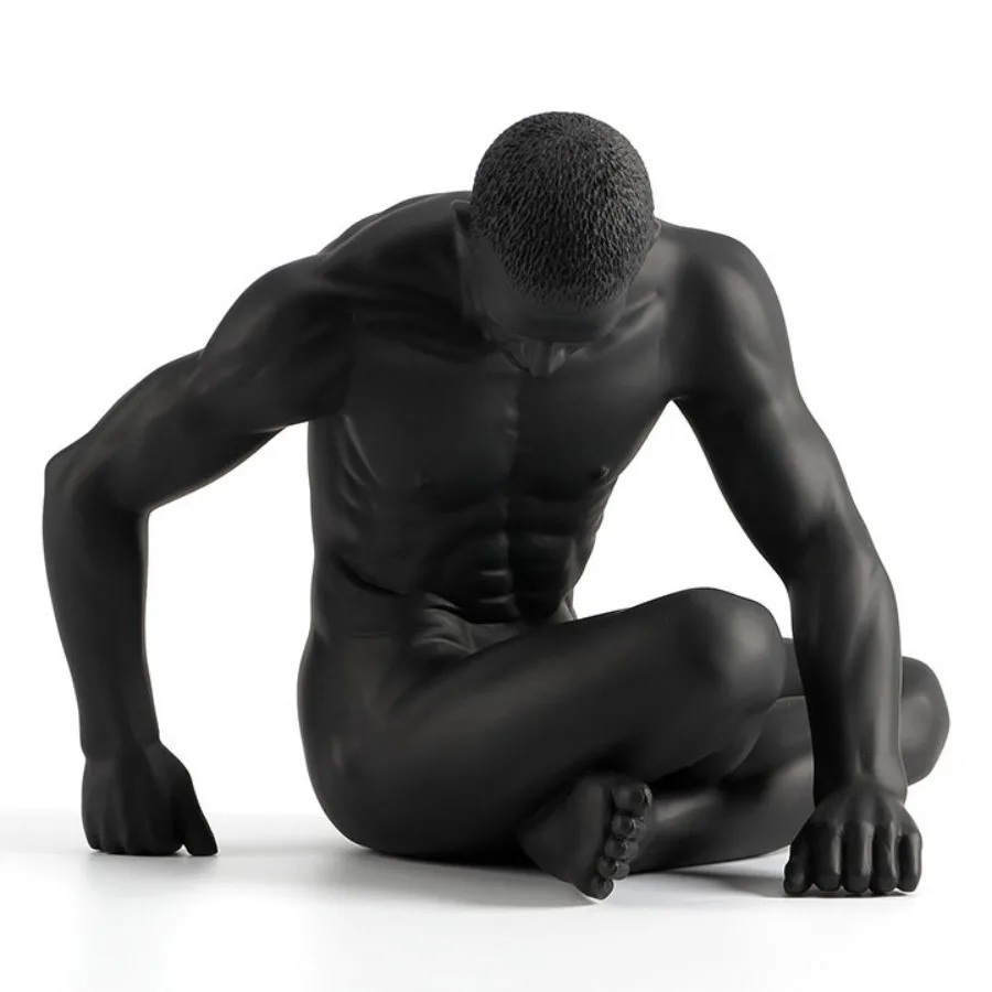 

Abstract Resin Nude Black Male Muscular Yoga Figurine Statue Body Art Sculpture Desk Room Interior Home Decor Showpiece