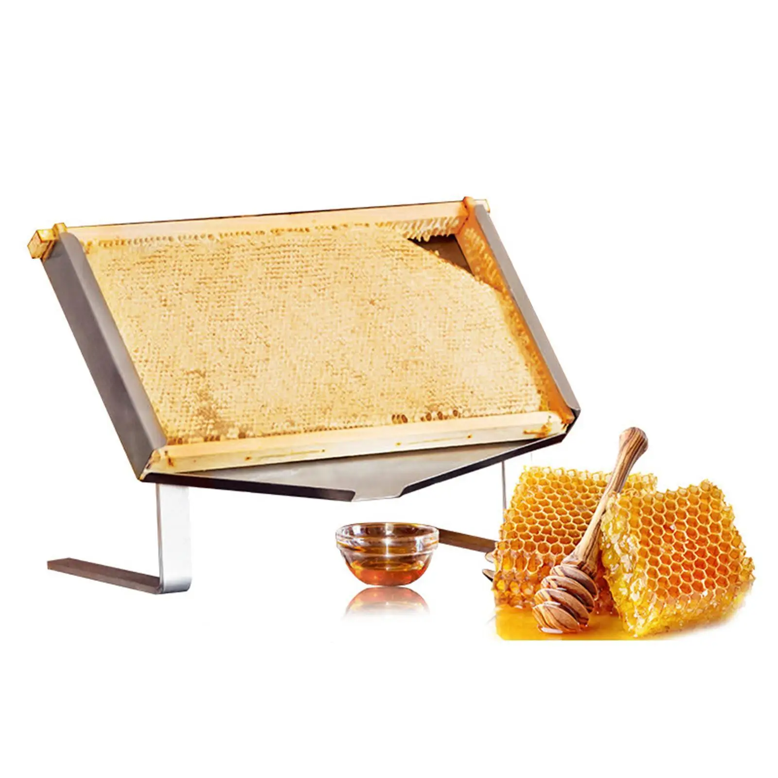 Honey Frame Holder Tray Stainless Steel Beehive Uncapping Rack Multifunctional Display Stand for Bee Brood Honey
