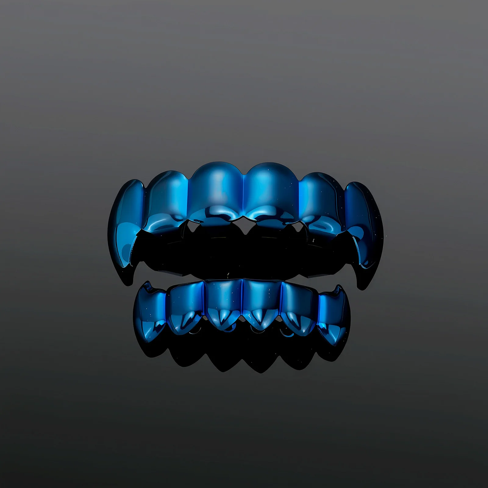 Drak Blue Color Hip Hop Grillz Set 6-8 Teeth Smooth Surface Top & Bottom Teeth Rapper Punk Style Jewelry for Men And Women - view 4