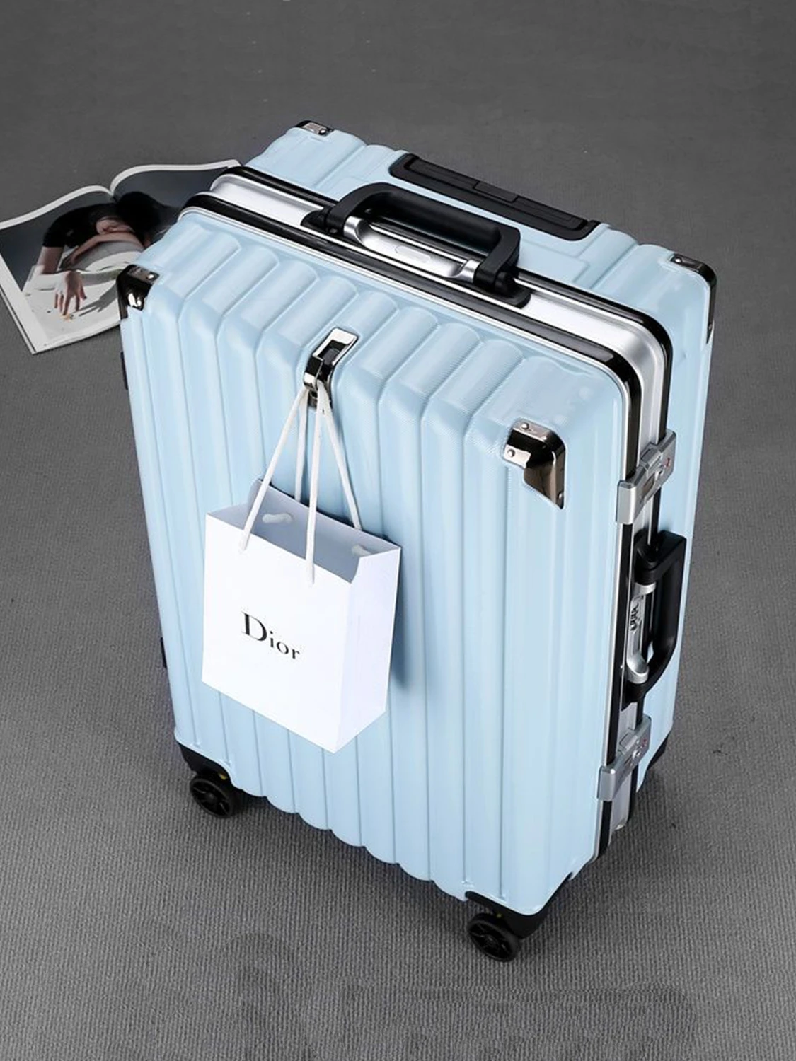 20 26 28 inch Suitcase Aluminium Frame Trolley Luggage Universal Wheel Leather Travel Suitcase Password Lock Trolley Case