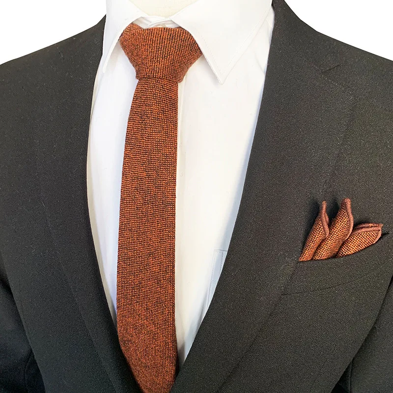 

Vintage Wool Tie Handkerchief Set Necktie Narrow Fashion Men's Tie Corbatas 6CM Para Hombre