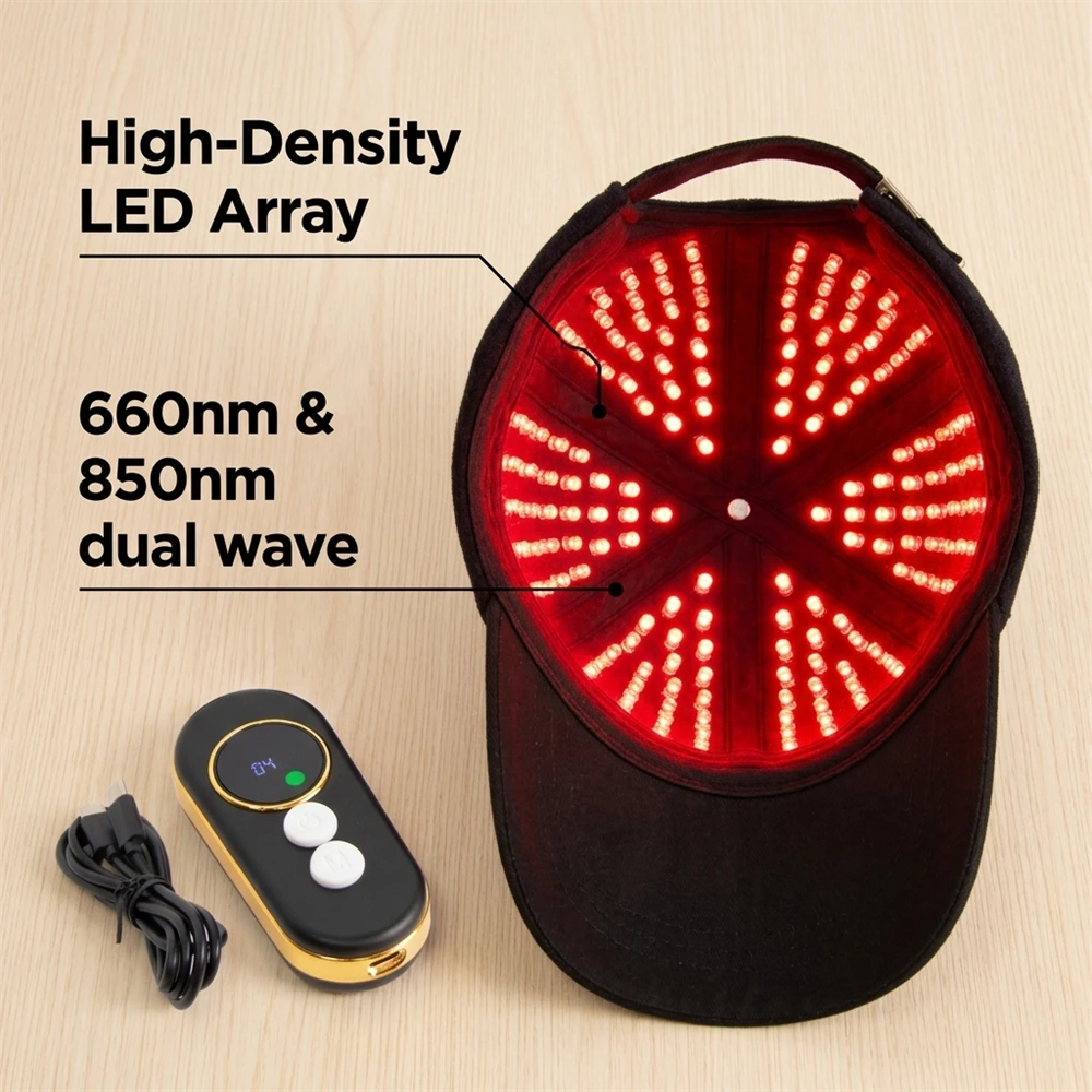 148 LEDs Red Light Therapy Hair Growth Cap 660nm 850nm 75W Near Infrared Scalp Care Hat Handheld Controller for Pain Relief