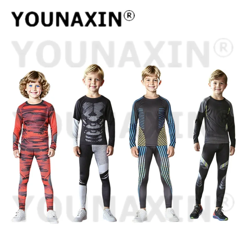 

One Set Child Unisex Running Sportswear Long Sleeves T-shirts Pants Yoga Top Fitness Training Gym Trousers Sports Clothing