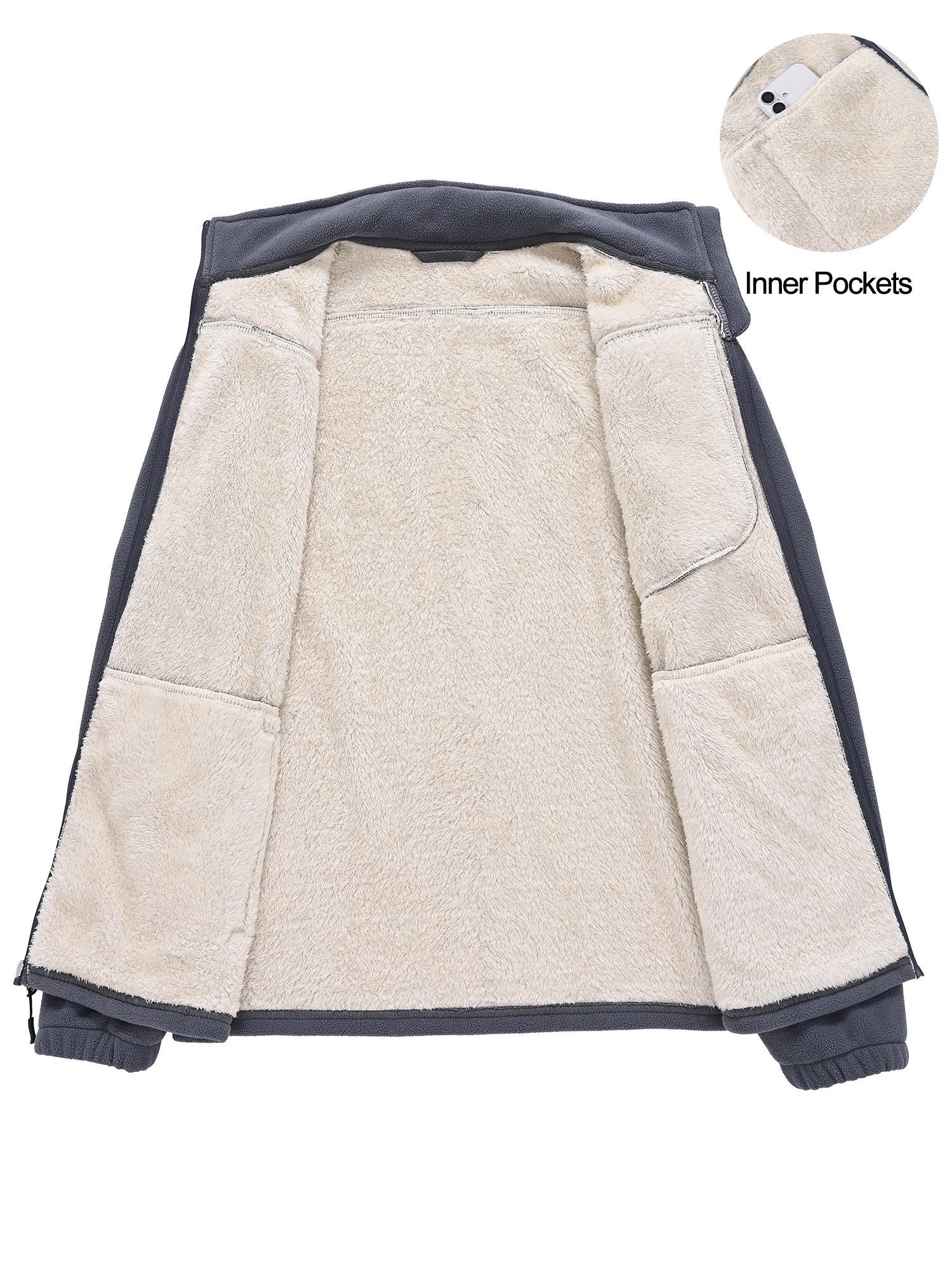 Herren Warme Polarfleece-Jacke mit Vollreißverschluss, Windbreaker mit mehreren Taschen, Arbeits- und Wanderjacke für Herbst & Winter – Detail 21