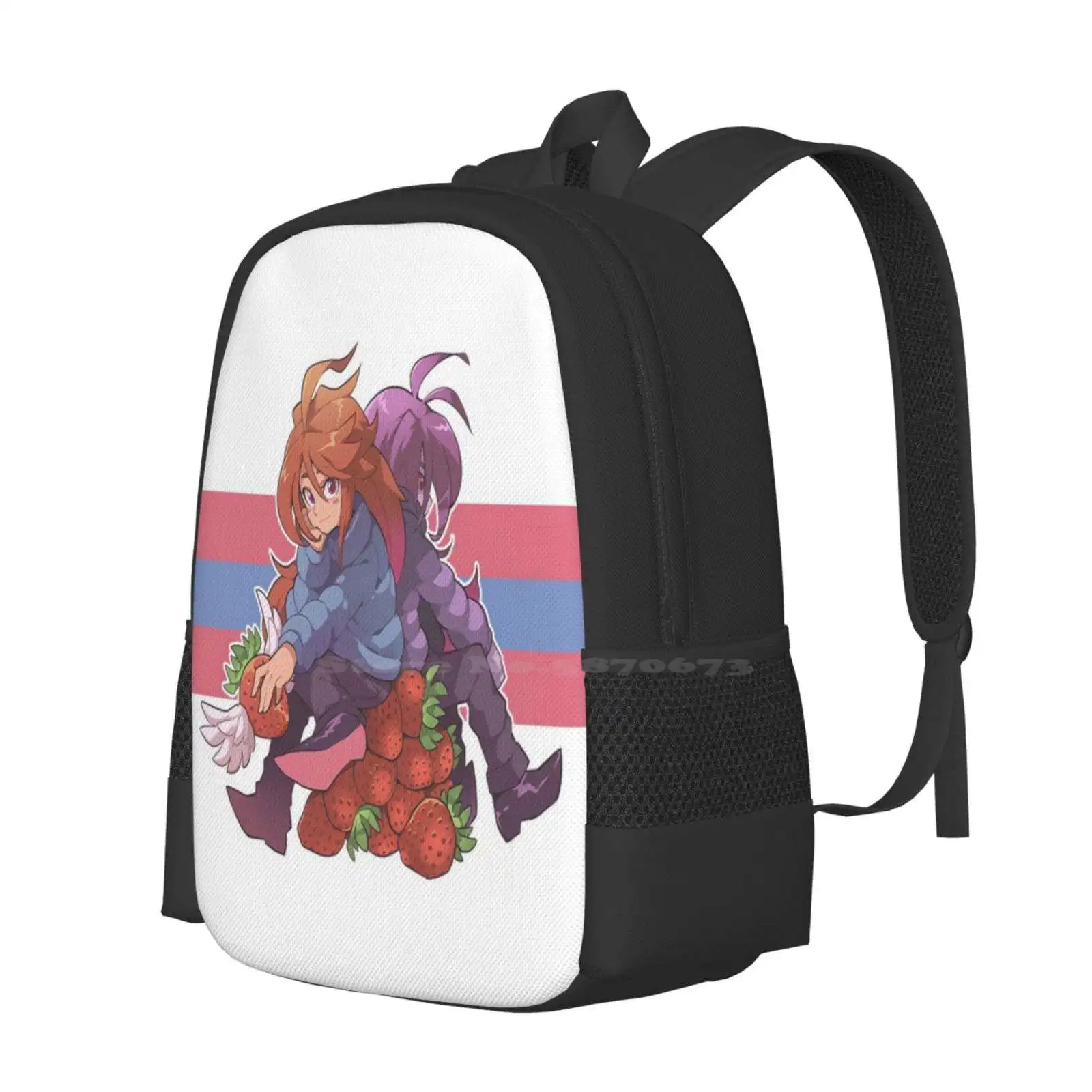 Celeste Game-Madeline And Badeline Hot Sale Backpack Fashion Bags Celeste Madeline Mountain Cute Strawberry Cosplay Anime Girl