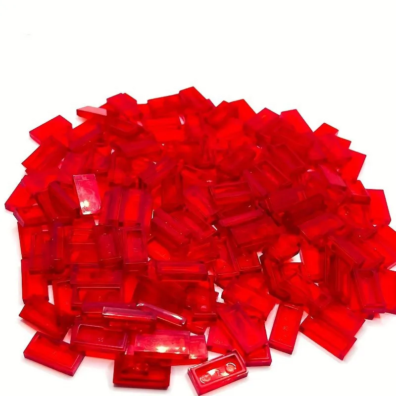 100 Stück transparente 1x2 flache Lichtplatten für Bausteine – langlebiger ABS-Kunststoff, kompatibel mit 3069 Pixel Art Toys
