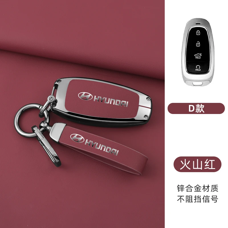 Capa de couro para chave de carro, capa para hyundai santa fe tucson nexo nx4 atos solaris prime 4 botões, acessórios para chaveiro automático