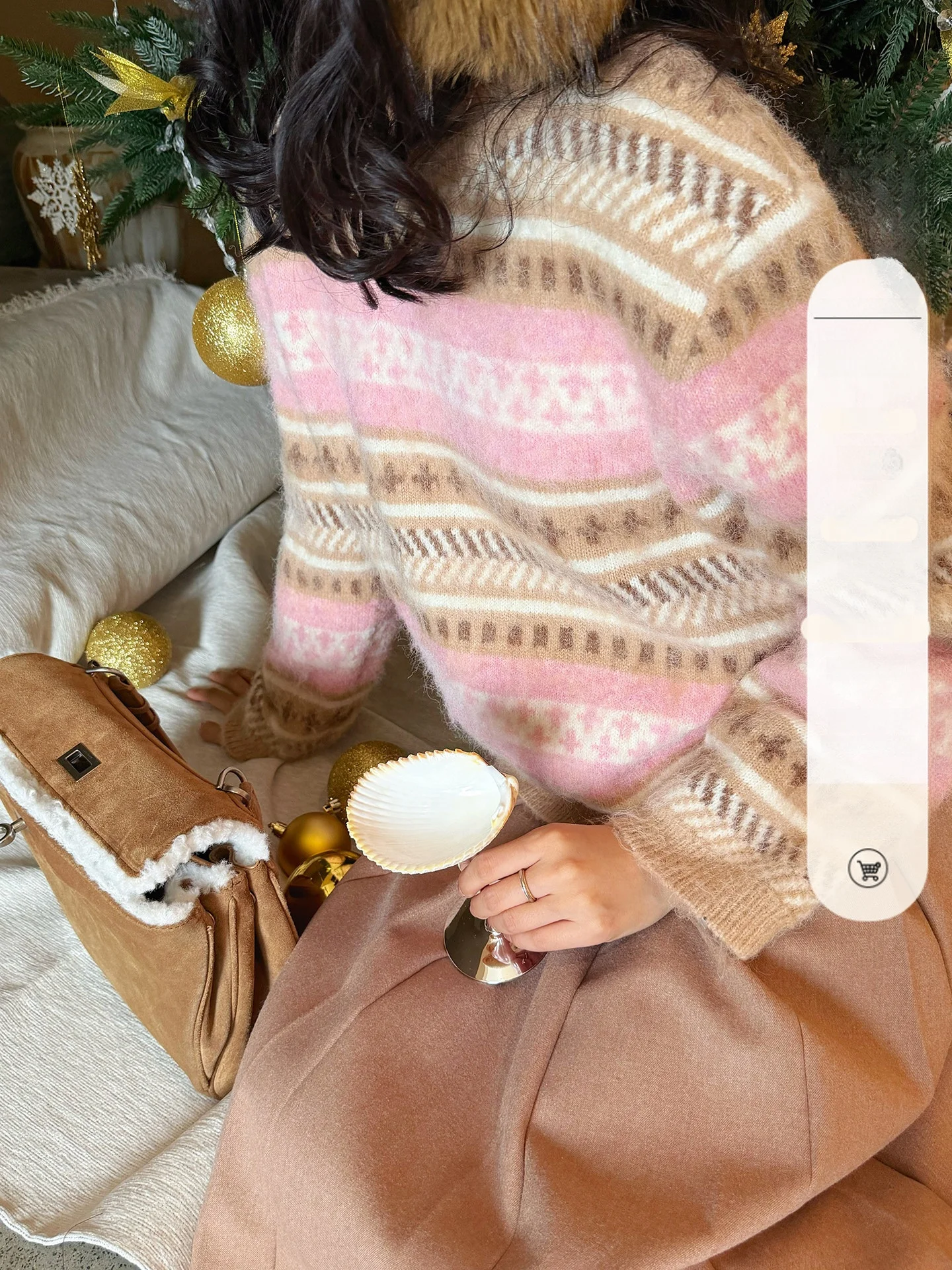 

Elwing Original Fair Isle Knitwear Soft Plush Feel Loose Thick Warm Winter Sweater Casual Style Women's Fashion