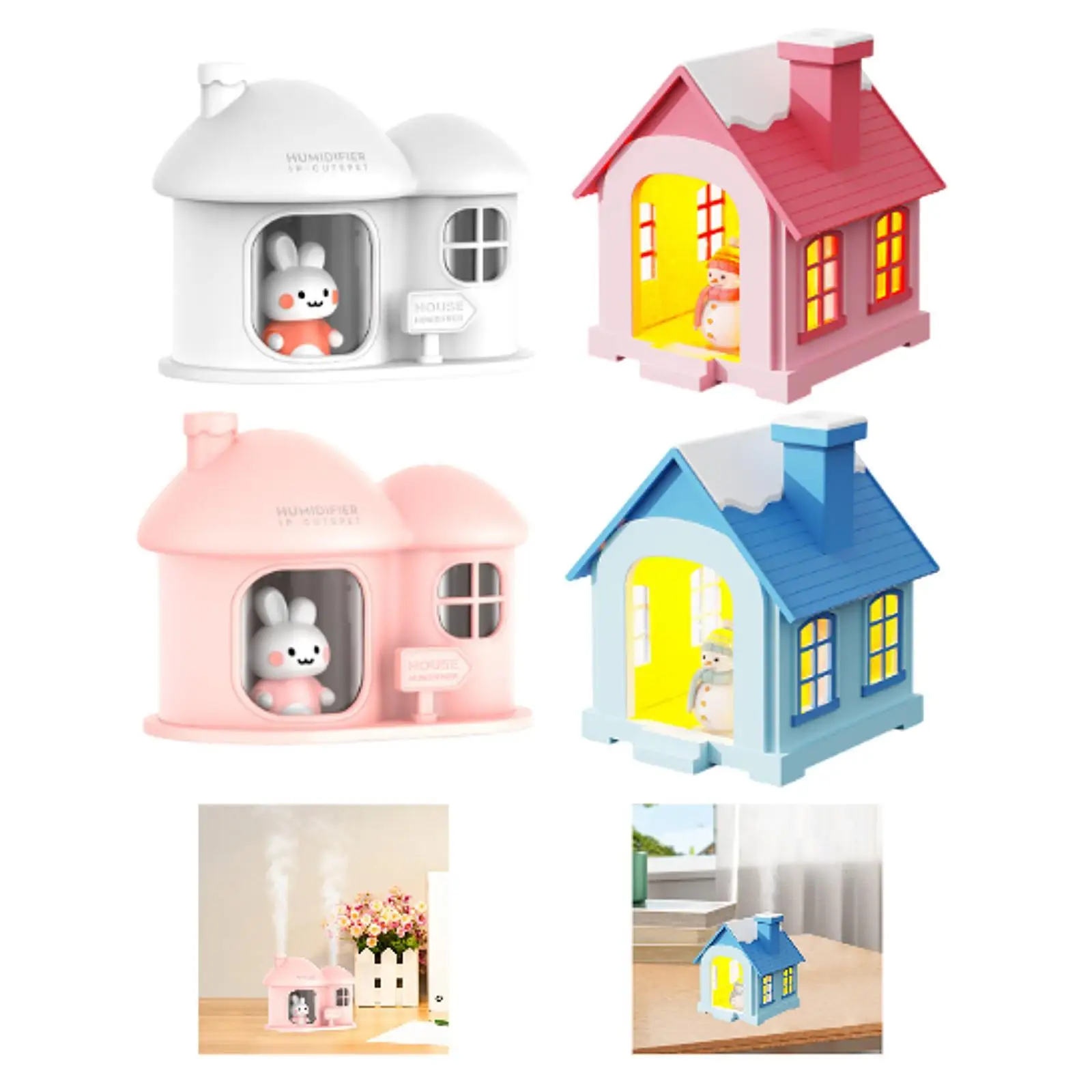 House Shaped Humidifier 2 Mode Spray Essential Oil Diffuser Portable Mini Humidifier for Fireplace Farmhouse Hotel Yoga Bedroom