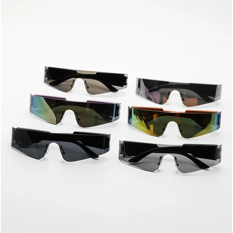 Future One Piece Y2K Rimless Sunglasses Women Retro Sun Glasses Mirror Punk Eyewear Vintage Steampunk Party Eyeglasses