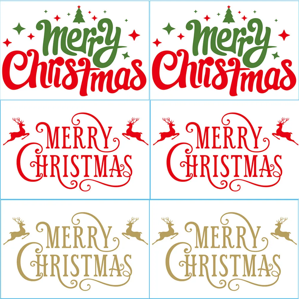 6pcs Christmas Balloons Sticker  Merry Christmas Bobo Balloon Stickers For Xmas DIY Decorations Elk Words Paster Decoration