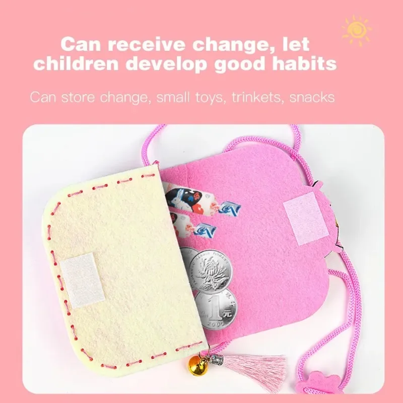 Bolso cruzado hecho a mano de dibujos animados para niños, Kits de manualidades, bolso de hombro, monedero