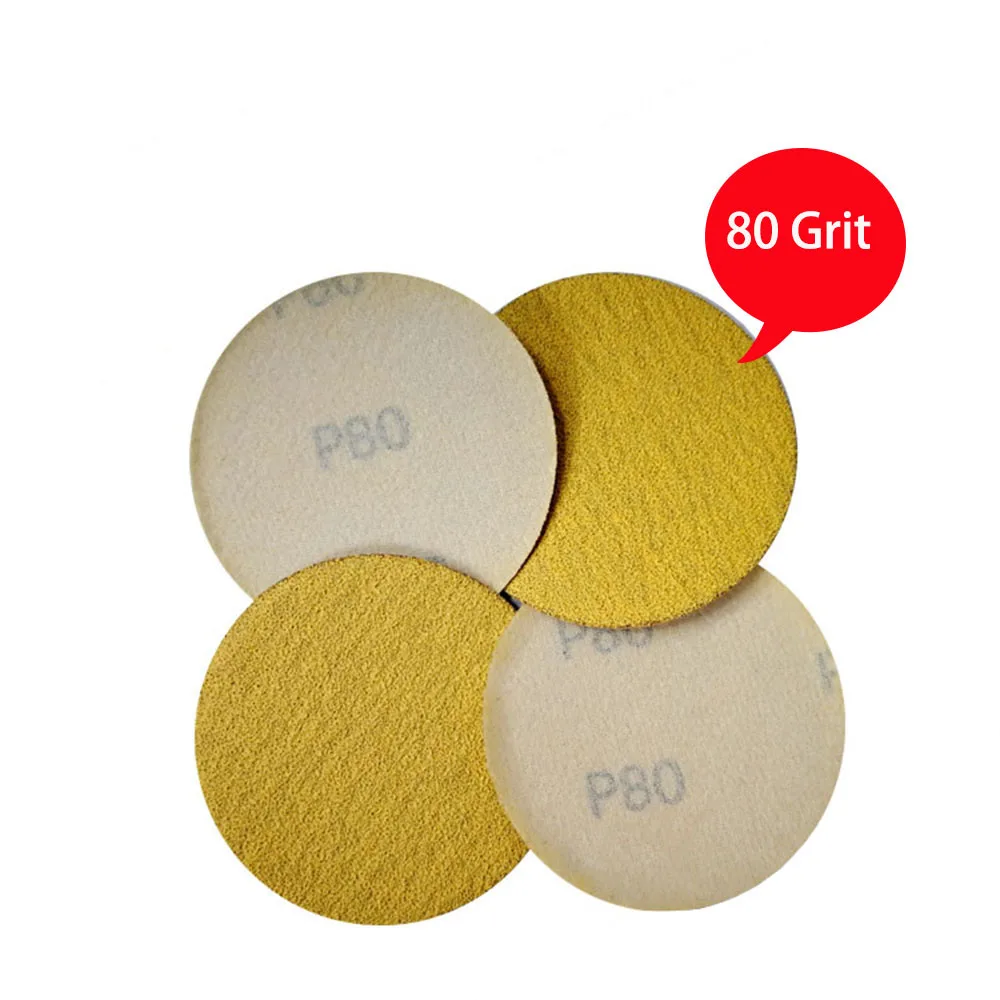 3Inch 75mm Flocking Disc Sandpaper Self-adhesive Round Sand Paper Polished Sandpaper Yellow Dry Sandpaper 80/180/240/320/500Grit