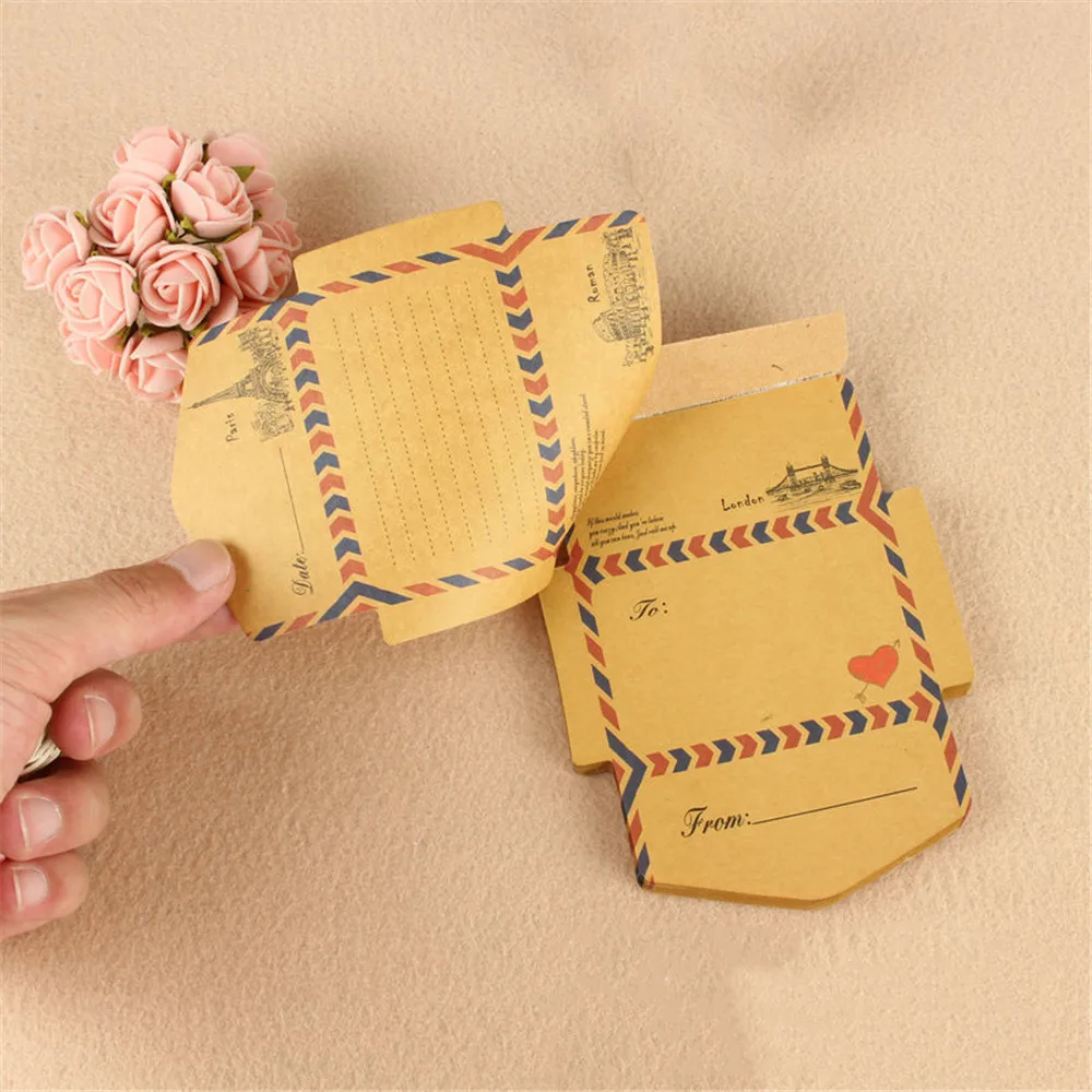 45pcs Vintage Kraft Paper Envelope Retro Classical Window Envelopes Mini Cute Wedding Invitation Memo Pad Gift Message Paper
