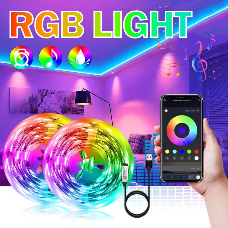 

Led strip lamp RGB 5050, 5V 1M-30M, 16 million colors, RGB, LED strip music synchronization, color change suitable for party hom