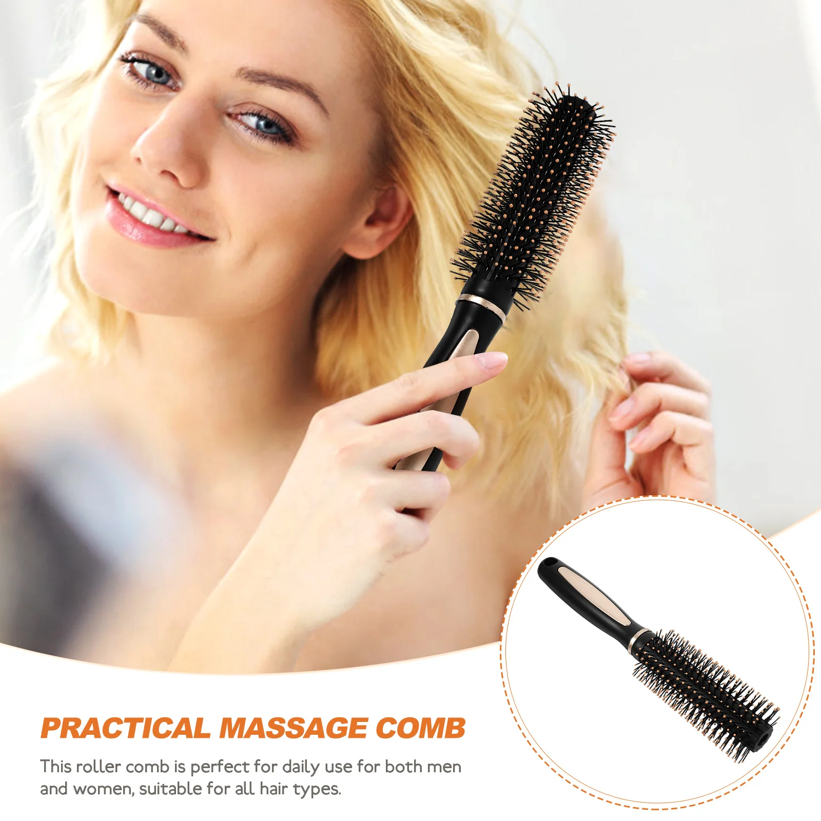 Anti-static Massage Comb Roller Small Round Hair Brush for Short Blow Drying Men