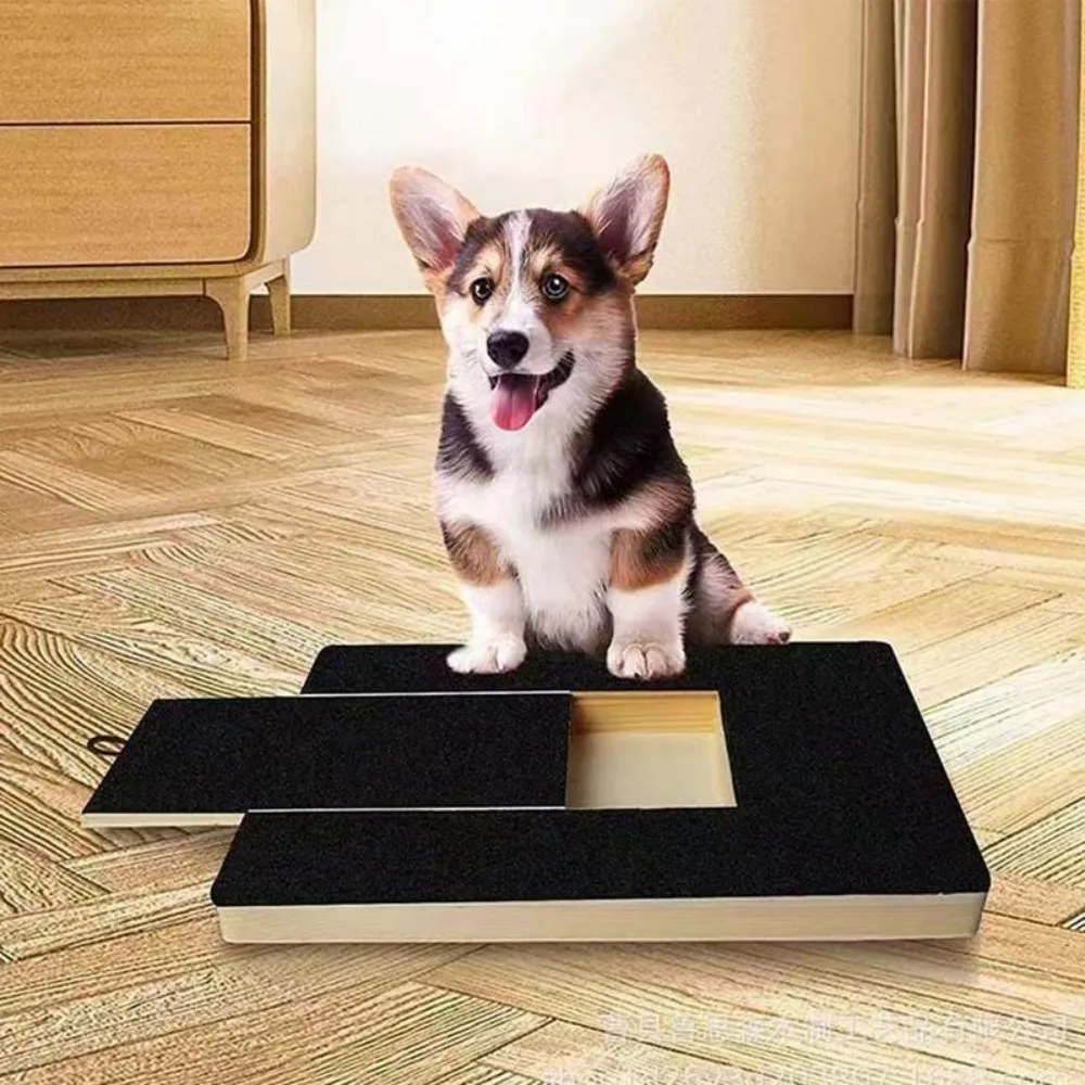 

Wooden Dog Scratching Board Wear-resistant Non-shedding Dog Nail File Board Sandpaper Snack Box Dog Scratch Pad Interactive Play
