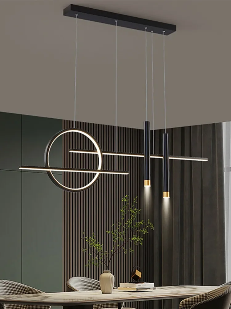 Nordic restauracja lampa wisząca możliwość przyciemniania wyspa kuchenna stół jadalnia dom minimalistyczny wystrój wisząca oprawa oświetleniowa 220V 110V (length-120cm) — Zdjęcie 2 z 2