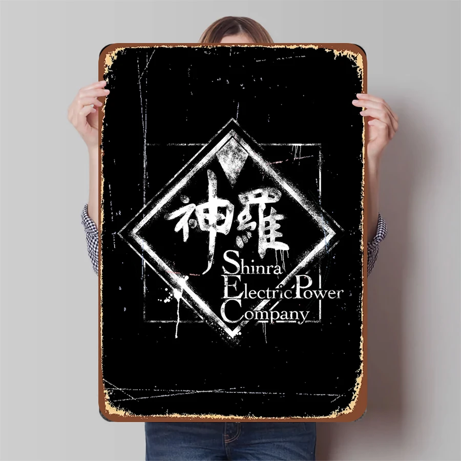 Shinra Electric Power Company Vintage Metal Tin Sign Final Fantasy Game Peripheral Home Wall Decor Art Metal Craft Gift