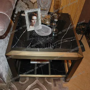 

Marble coffee table post-leather modern leisure square table pd109