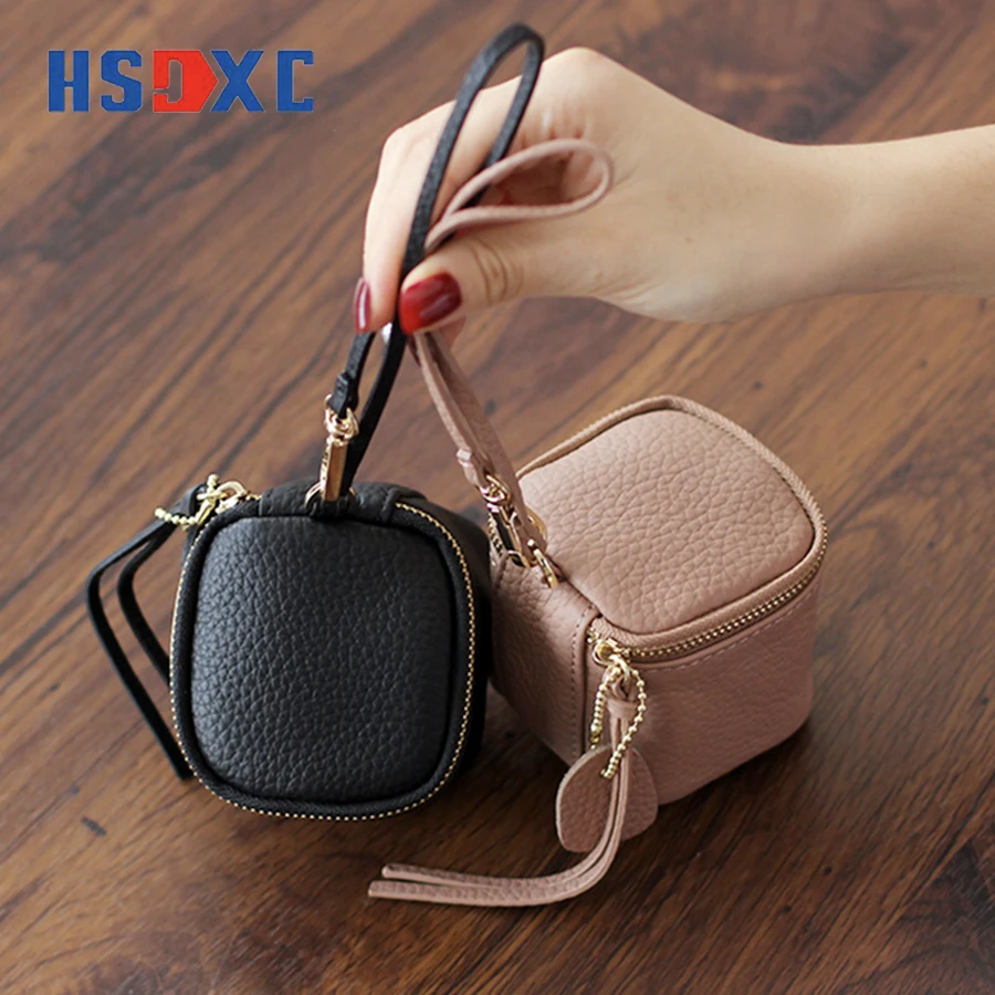 The new first layer of leather hand-held headphones lipstick coins to receive the card bag cushion leather women's  purse