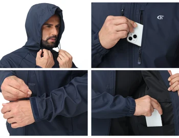 Men's Outdoor Waterproof Windbreak Jacket Lightweight Coat for Camping Hiking Cycling Fishing with Inner Pocket 4