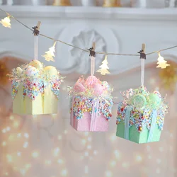 3pcs/Box Christmas Tree Pendant Gift Box Cute Macaron Cupcake Shape Hanging Ball Navidad New Year Home Party Decor Kid Gift 2025
