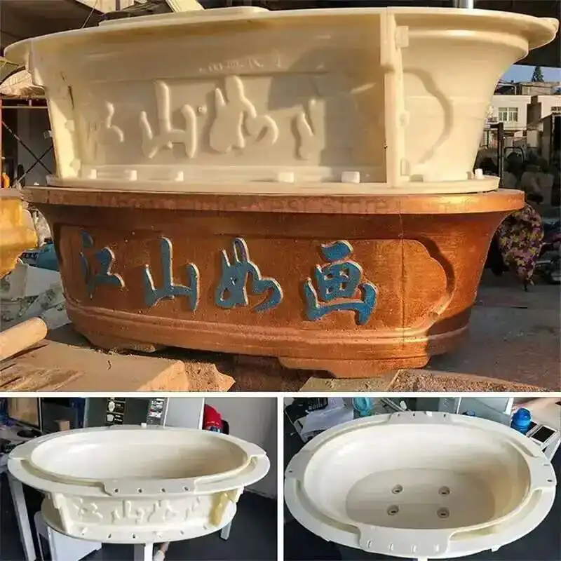 

European Cement Flower Pot Mold Pot Thicken Plastic Oval Flower Bonsai Model Creative DIY Flower Pot Concrete Round Mold Z