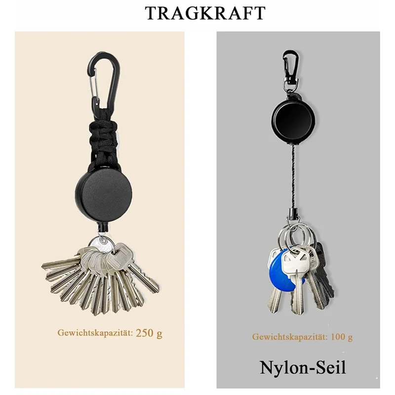 Y45A-Retractable Keychain Heavy Duty Retractable Lanyard Badge Holder Retractable Key Ring Key Holder 4Pack