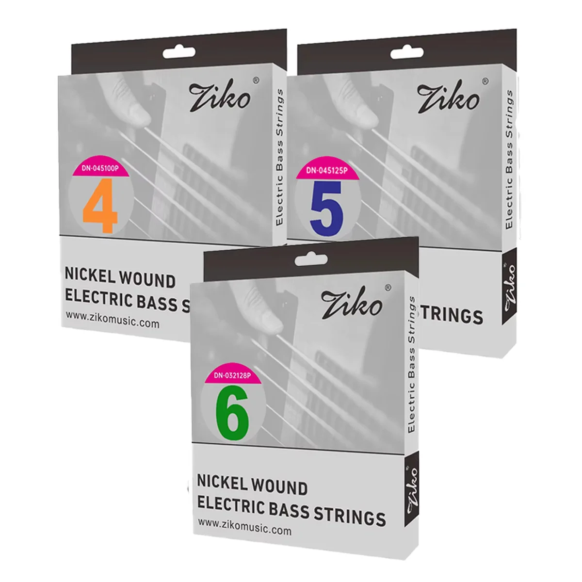 ZIKO Hexagonal Alloy Carbon Steel Wire Bass Guitar Strings 4/5/6 String Options Black/Pink Ideal for Practice And Performance