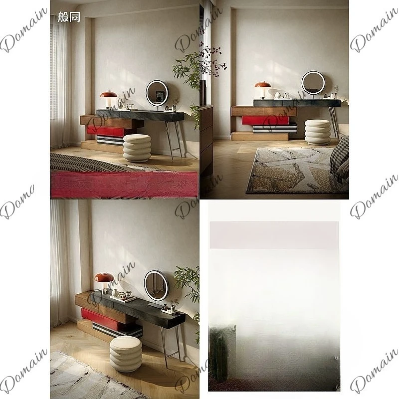 Bauhaus Solid Wood Dressing Table Modern Minimalist Vanity Desk with Mirror for Bedroom