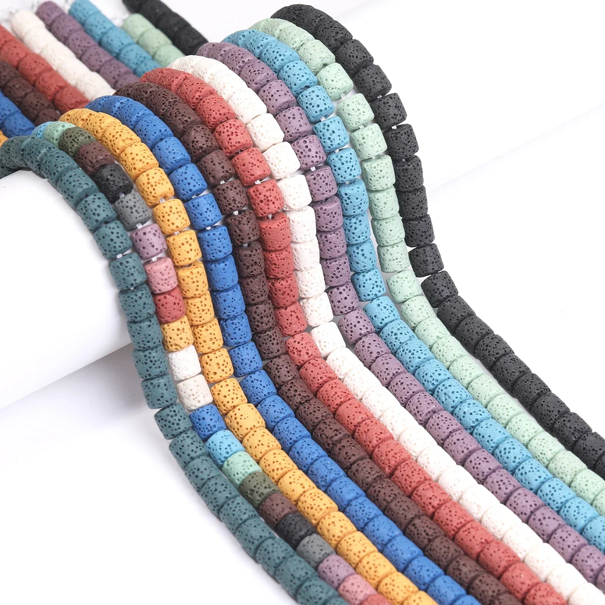 

8mm Colorful Volcanic Stone Barrel Beads Handmade DIY Bracelets Necklaces Earrings Jewelry Gifts Factory Direct Wholesale