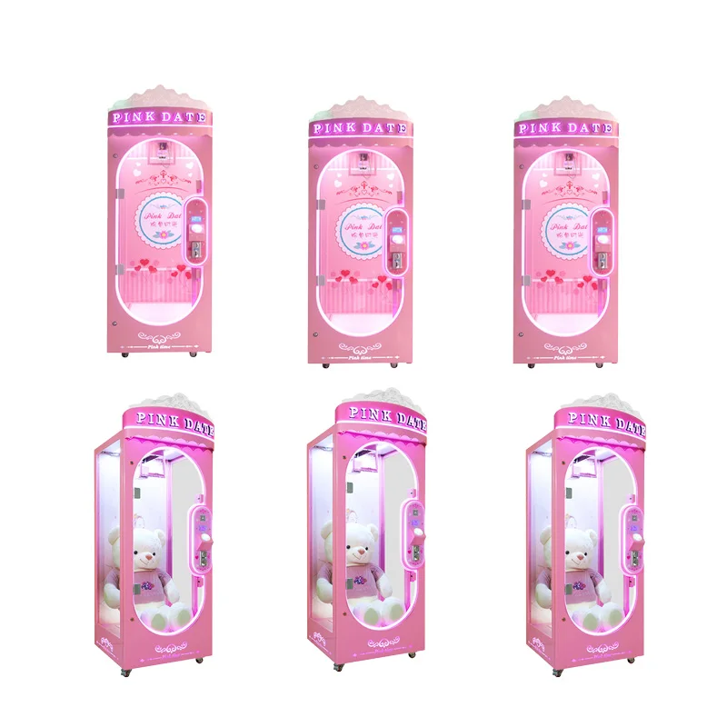 Pink Date Machine Coin Operated Prize-Winning Game Metal Scissors & Boxing Crane Vending Machine Big Stuffed Toys
