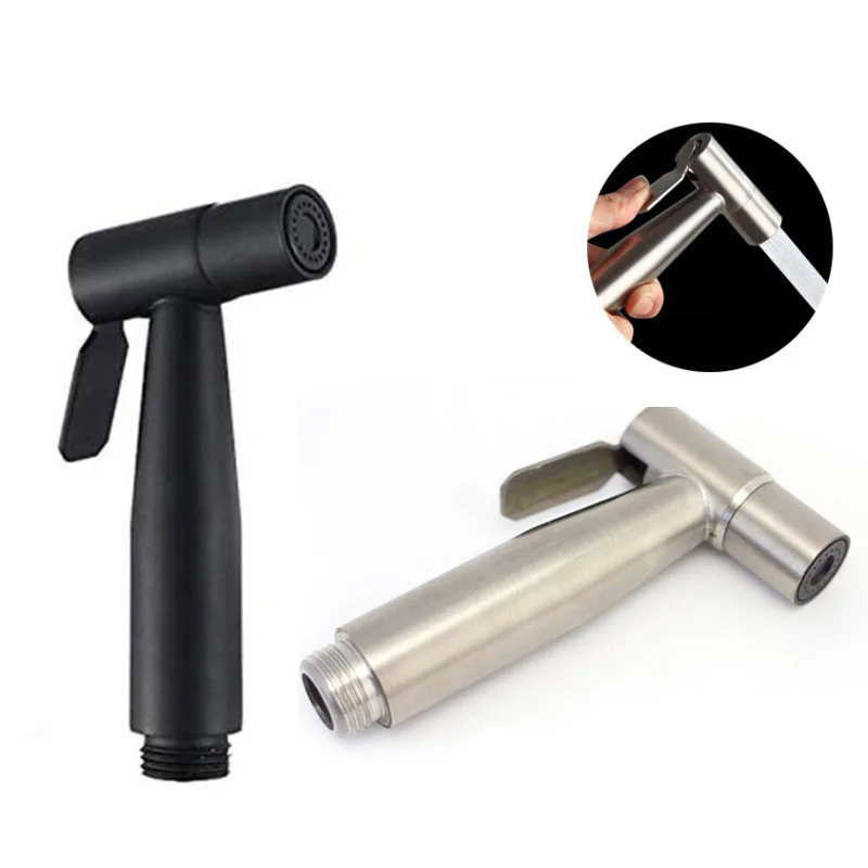 black silver Hand Toilet bidet Sprayer set Stainless Steel 2m water hose valve Diverter Holder Faucet wc bathroom Shower Head