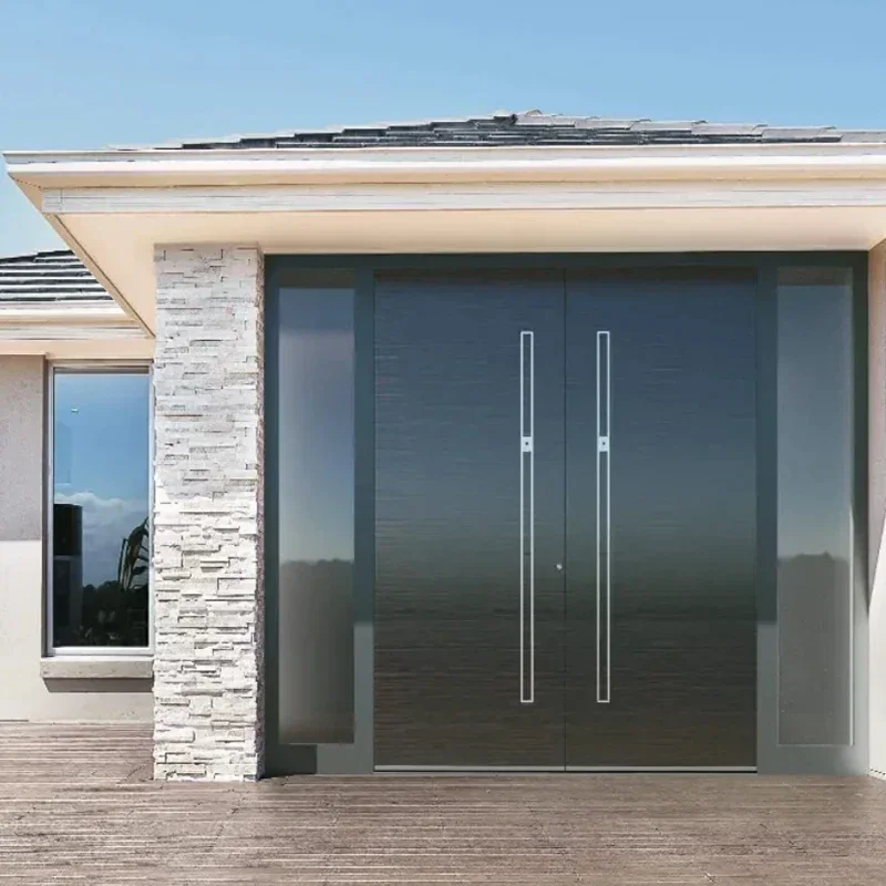 

#Modern Factory Villa Solid Wood Aluminium Exterior Doors Entrance Security Front Entry Pivot Door For Houses