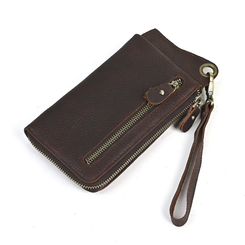 Dompet Kulit Asli Panjang Tempat Kartu Pria Dompet Kulit Sapi Asli Tas Tangan Clutch Kulit Sapi Pria Antik