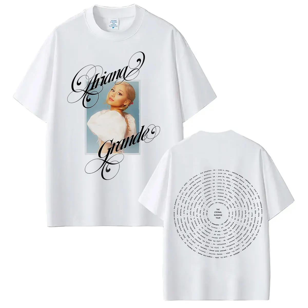Singer Ariana Grande Tour 2026 Print T-Shirt Men's Women Fashion T-Shirt Loose Casual Cotton Vintage Hip-hop T-shirts Fan Gifts