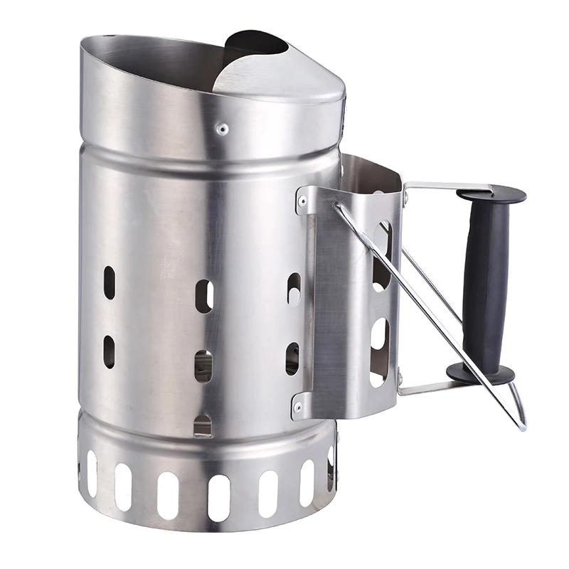 Outdoor Garden Kitchen Stainless Steel Charcoal Chimney Starter BBQ Grill Lighter with Handle