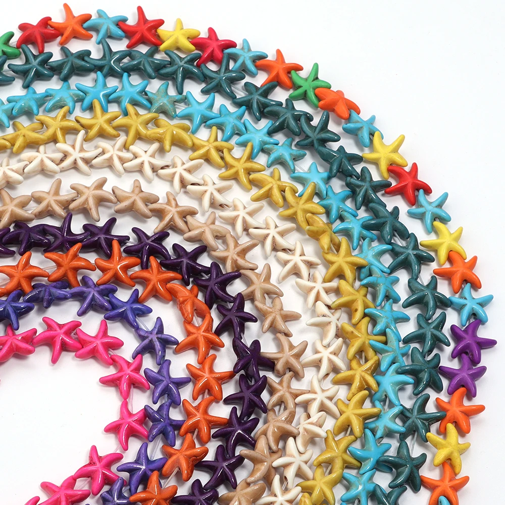 1 Strand 14mm Multicolor Starfish Turquoise Beads Natural Stone Loose Spacer Beads for DIY Jewelry Making Bracelet Necklace