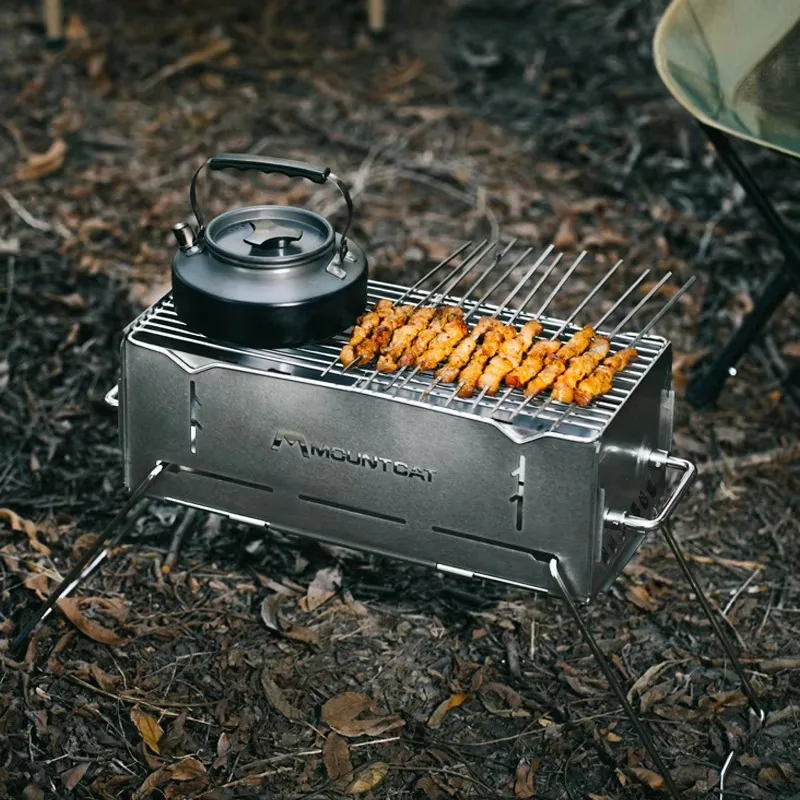 Stainless Steel Portable BBQ Grill Outdoor Family Friends Gathering Camping BBQ Grill Foldable Fashion BBQ Grill