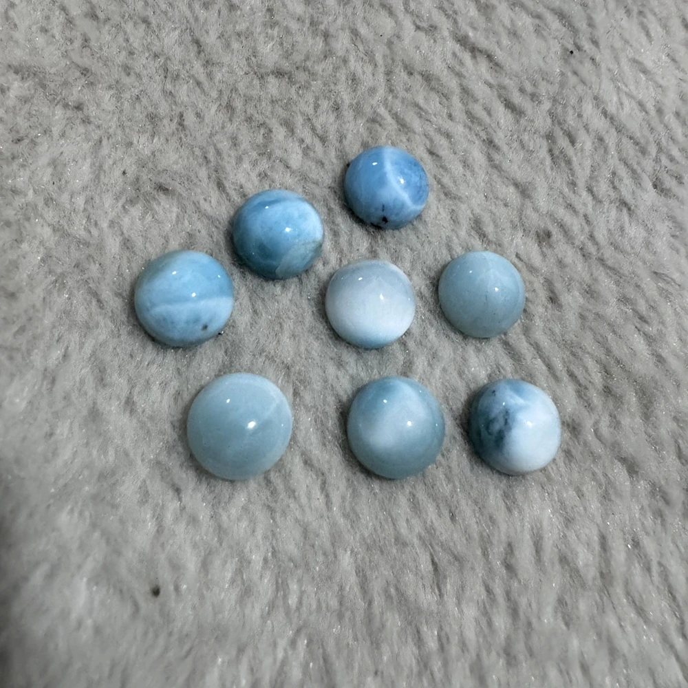 PANGEM-Wholesale 2pcs/pack Natural Larimar 6mm7mm 8mm 10mm 12mm 13mm Round Bead Cabochon,Genuine Gemstone Jewelry Ring Face
